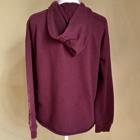 Ultra Flirt hoodie pullover top. Lace up front. Burgundy. Cotton blend. Size M - Picture 2 of 7